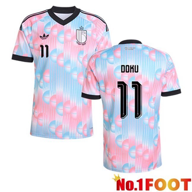Belgium (DOKU 11) Away Soccer Jersey Pink Blue 2026/2027