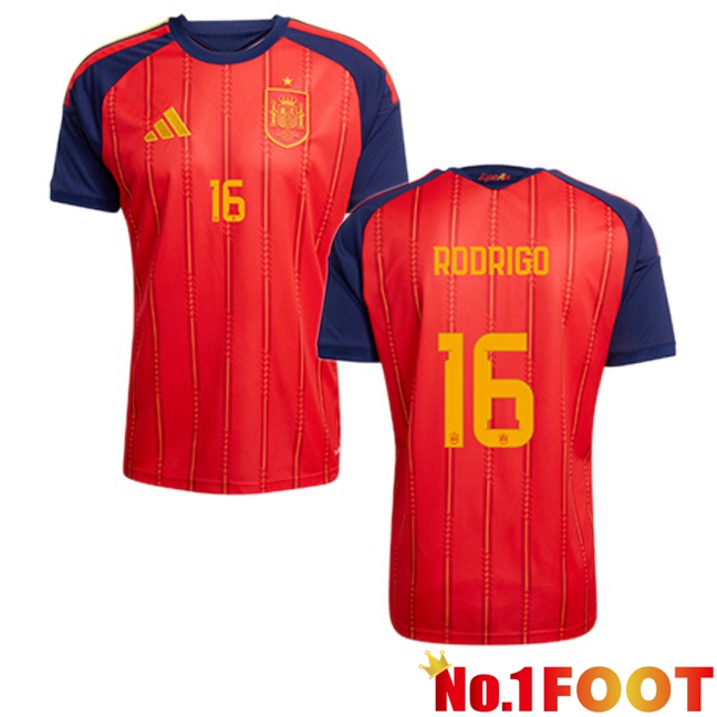 Spain (RODRIGO 16) Home Soccer Jersey Red 2026/2027