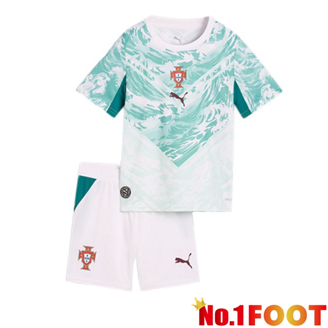 Portugal Kids Away Soccer Jersey Green White 2026/2027
