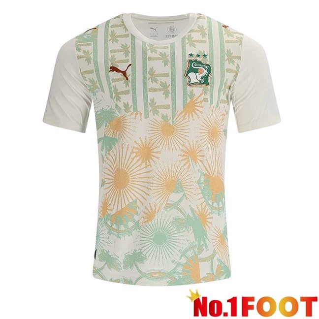 Ivory Coast Away Soccer Jersey White Green 2026/2027