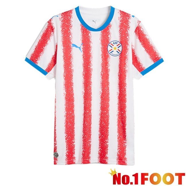 Paraguay Home Soccer Jersey White Red 2026/2027