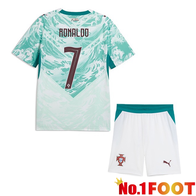 Portugal (RONALDO 7) Kids Away Soccer Jersey Green White 2026/2027