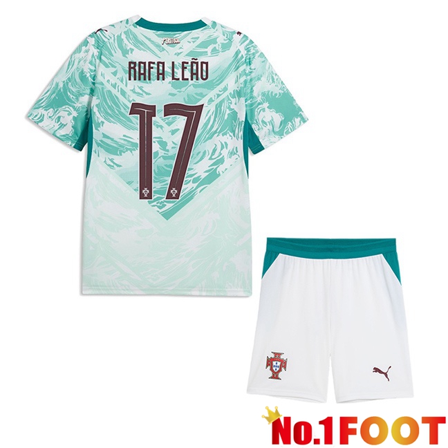 Portugal (Rafa Leão 17) Kids Away Soccer Jersey Green White 2026/2027