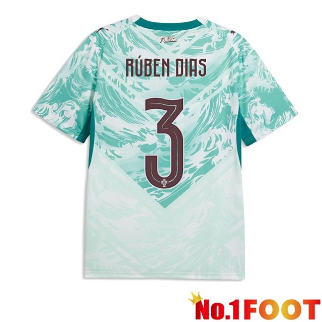 Portugal (Rúben Dias 3) Away Soccer Jersey Green White 2026/2027