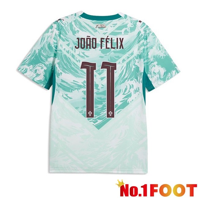 Portugal (João Félix 11) Away Soccer Jersey Green White 2026/2027