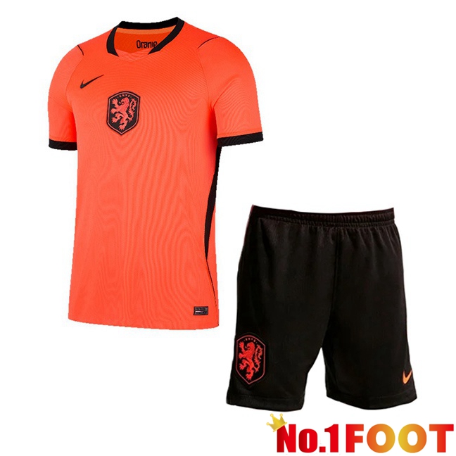 Netherlands Kids Home Soccer Jersey Orange 2026/2027