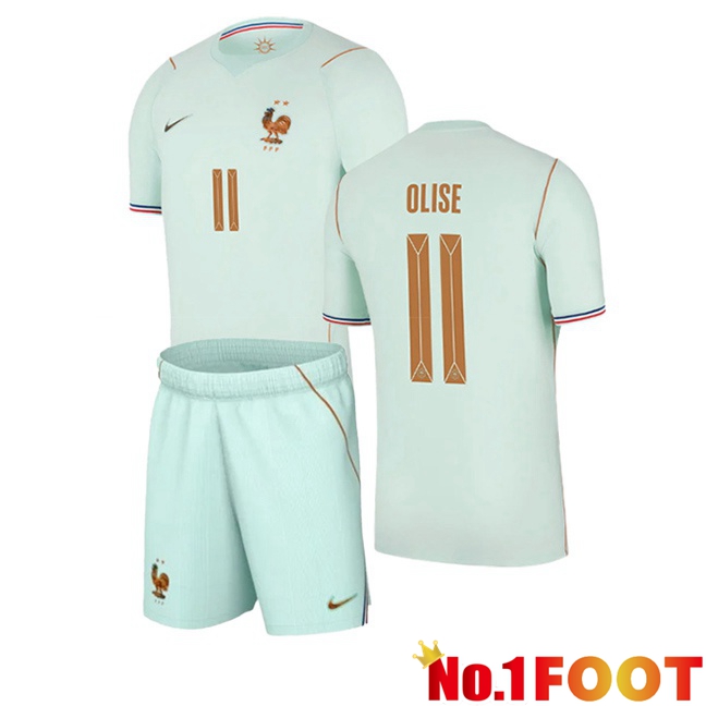 France (OLISE 11) Kids Away Soccer Jersey Green 2026/2027