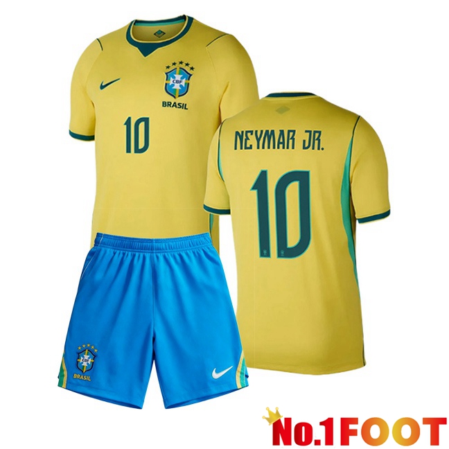 Brazil (NEYMAR JR 10) Kids Home Soccer Jersey Yellow 2026/2027