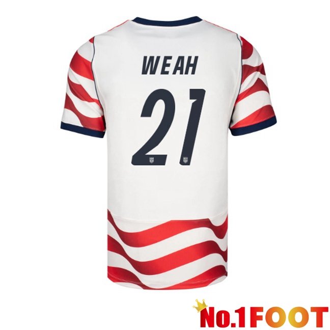 USA (Timothy Weah 21) Home Soccer Jersey Red White 2026/2027
