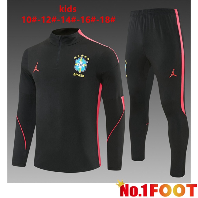 Brazil Kids kit Training Tracksuit Black Red 2026/2027