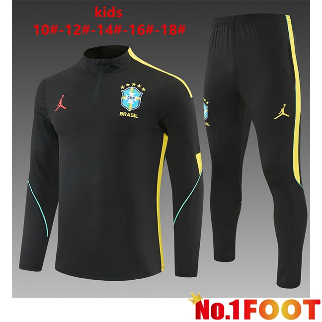 Brazil Kids kit Training Tracksuit Black Yellow 2026/2027
