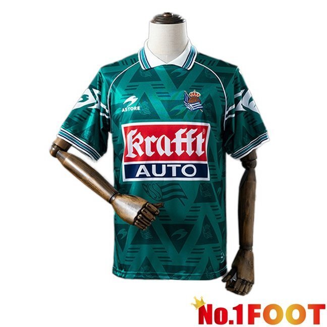 Real Sociedad Retro Away Soccer Jersey Green 1995-1996