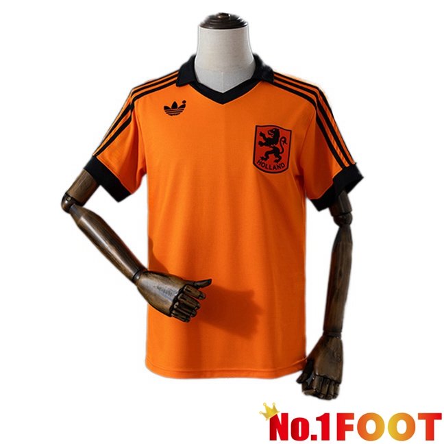Netherlands Retro Home Soccer Jersey Orange 1980