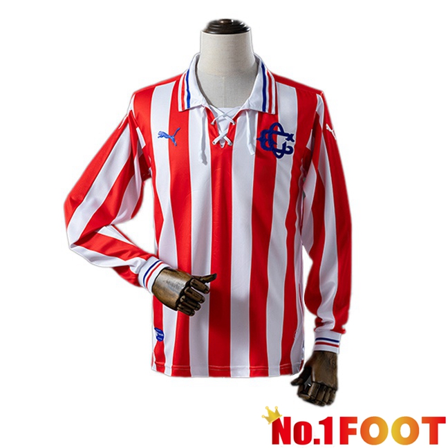 CD Guadalajara Retro 100th Anniversary Edition Home Soccer Jersey Long sleeve Red White 2016-2017