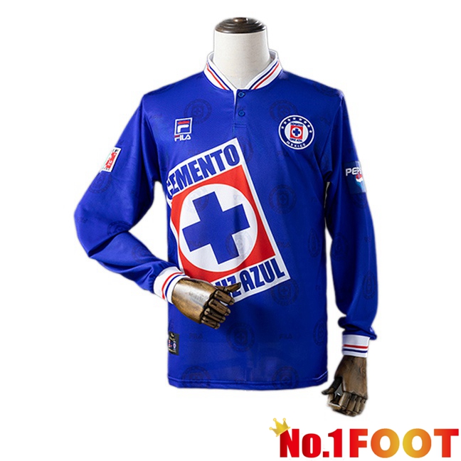 Cruz Azul Retro Home Soccer Jersey Long sleeve Blue 1998