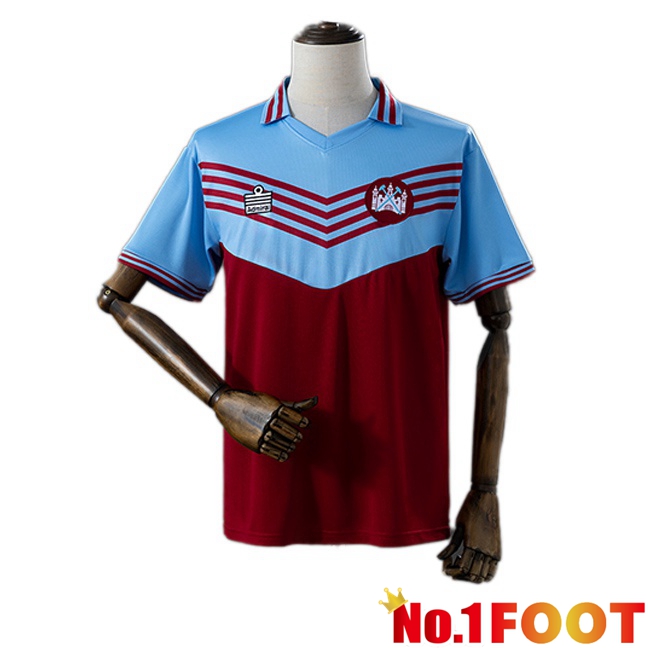 West Ham United Retro Home Soccer Jersey Blue Brown 1976-1980