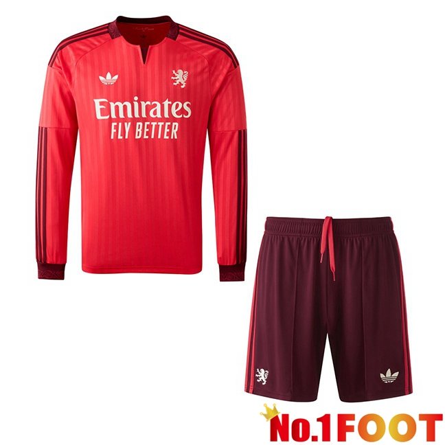 lyon OL Kids Away Soccer Jersey Long sleeve Red 2026/2027