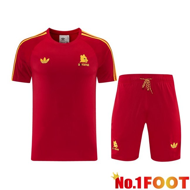 AS Rome kit Training T Shirt + Shorts Red 2026/2027