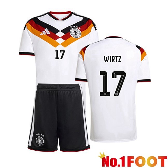 Germany (WIRTZ 17) Kids Home Soccer Jersey White World Cup 2026