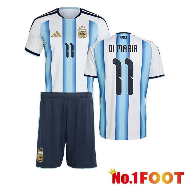 Argentina (DI MARIA 11) Kids Home Soccer Jersey Blue White World Cup 2026
