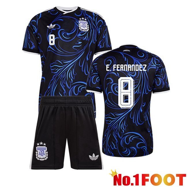 Argentina (E. FERNANDEZ 8) Kids Away Soccer Jersey Blue Royal World Cup 2026