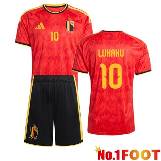 Belgium (LUKAKU 10) Kids Home Soccer Jersey Red World Cup 2026