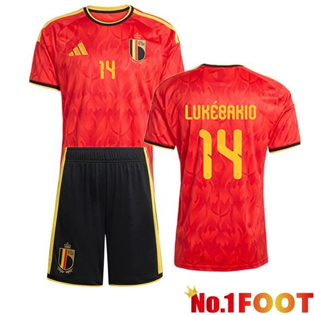 Belgium (LUKÉBAKIO 14) Kids Home Soccer Jersey Red World Cup 2026