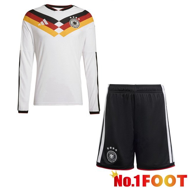 Germany Kids Home Soccer Jersey Long sleeve White World Cup 2026