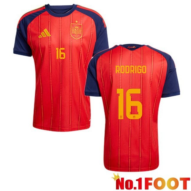 Spain (RODRIGO 16) Home Soccer Jersey Red World Cup 2026