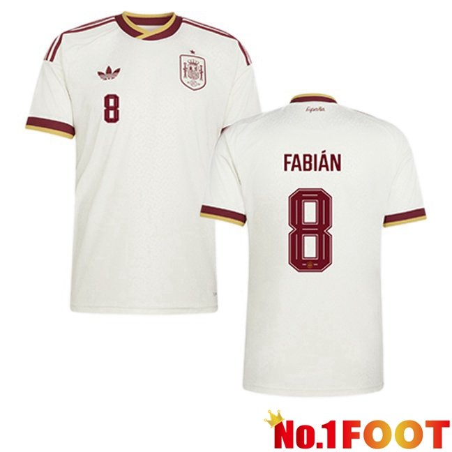 Spain (FABIÁN 8) Away Soccer Jersey White World Cup 2026