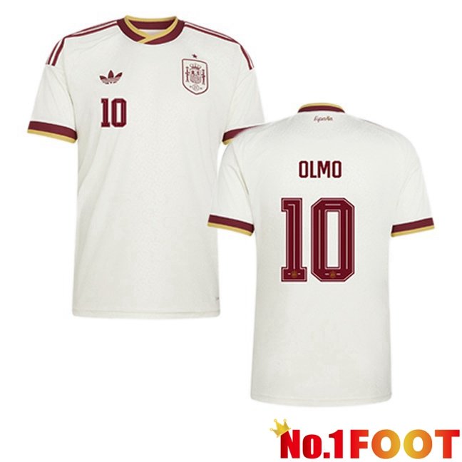 Spain (OLMO 10) Away Soccer Jersey White World Cup 2026
