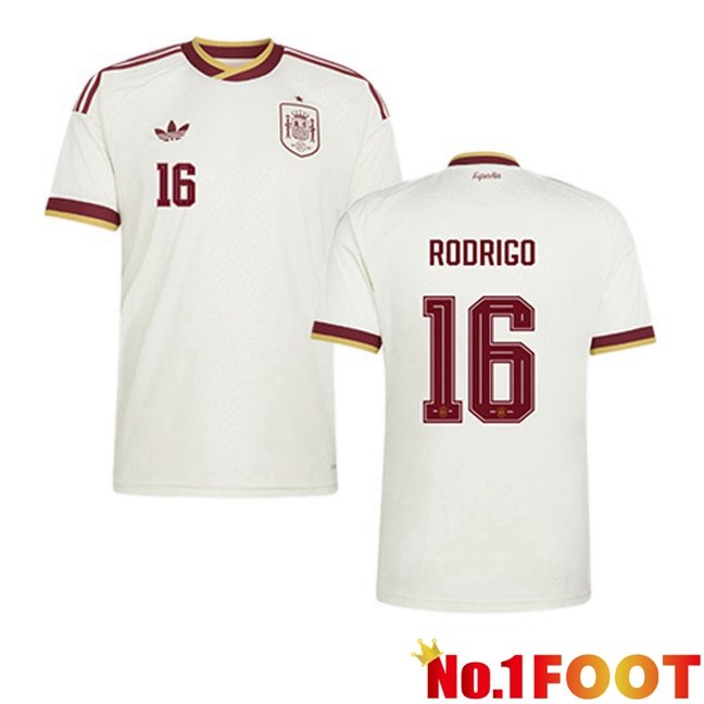 Spain (RODRIGO 16) Away Soccer Jersey White World Cup 2026