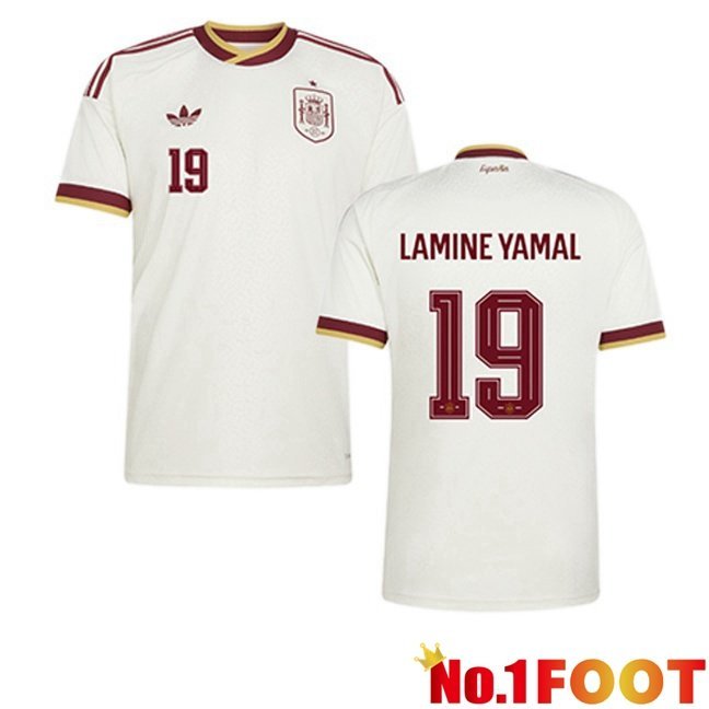 Spain (LAMINE YAMAL 19) Away Soccer Jersey White World Cup 2026