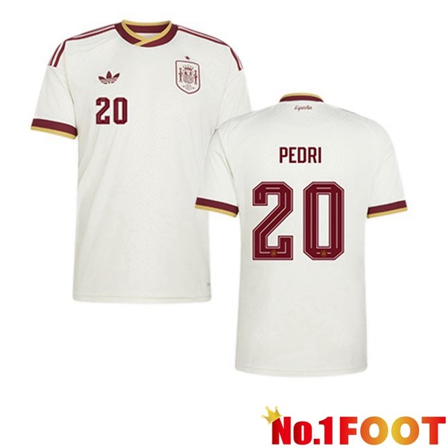 Spain (PEDRI 20) Away Soccer Jersey White World Cup 2026