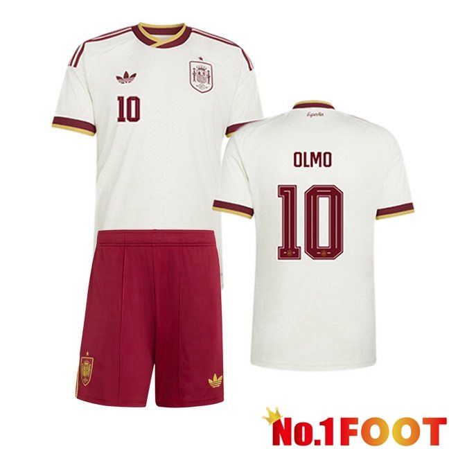 Spain (OLMO 10) Kids Away Soccer Jersey White World Cup 2026
