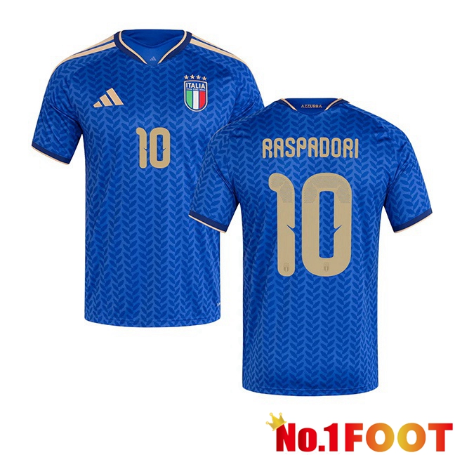 Italy (RASPADORI 10) Home Soccer Jersey Blue World Cup 2026