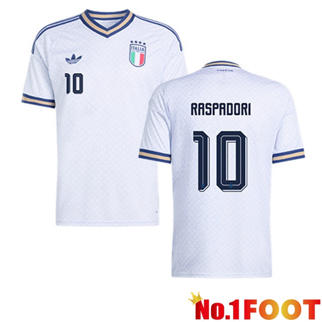 Italy (RASPADORI 10) Away Soccer Jersey White World Cup 2026