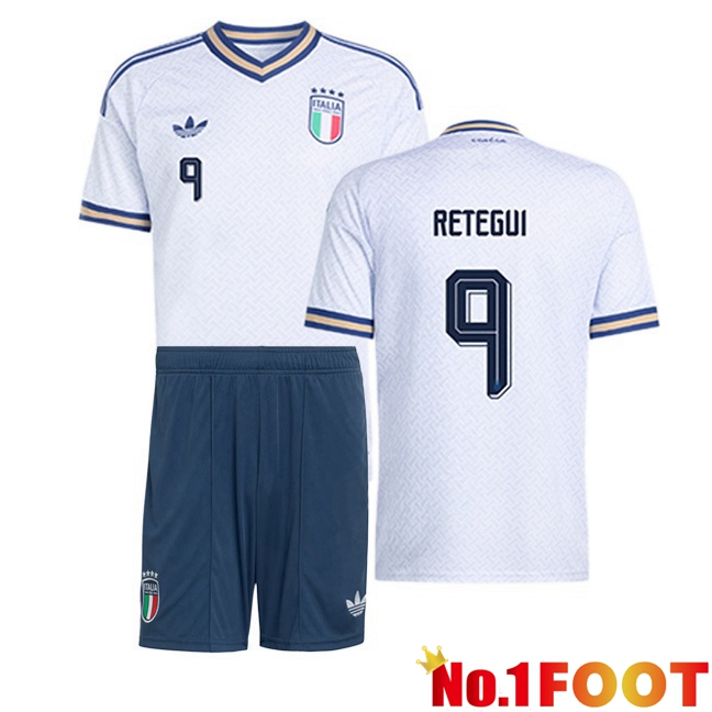 Italy (RETEGUI 9) Kids Away Soccer Jersey White World Cup 2026