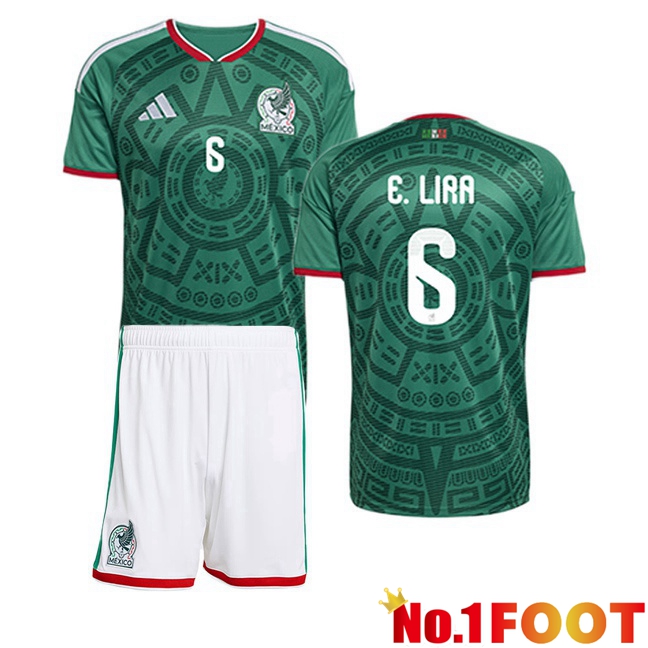 Mexico (E. LIRA 6) Kids Home Soccer Jersey Green World Cup 2026