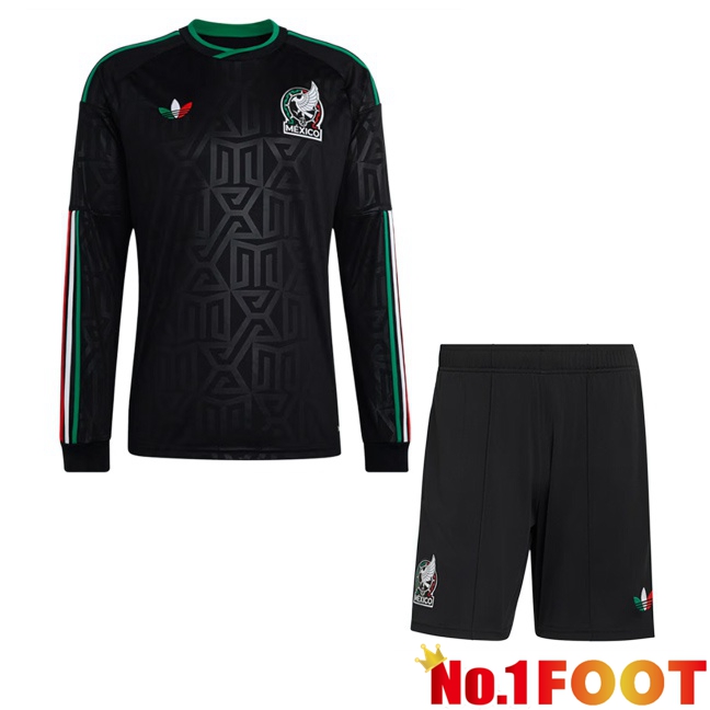 Mexico Kids Third Soccer Jersey Long sleeve Black World Cup 2026