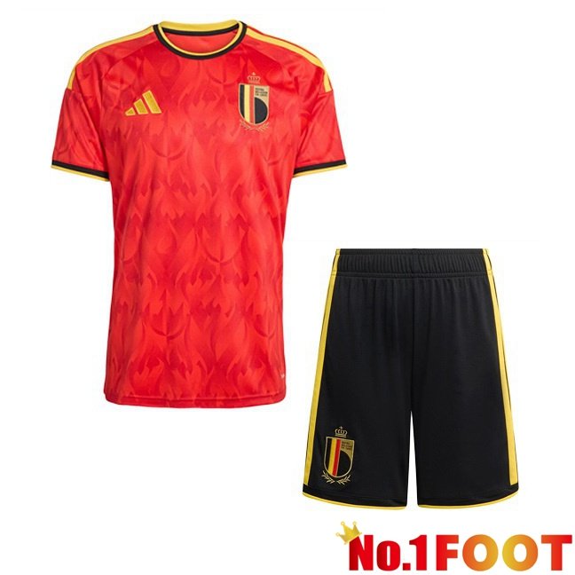 Belgium Kids Home Soccer Jersey Red World Cup 2026