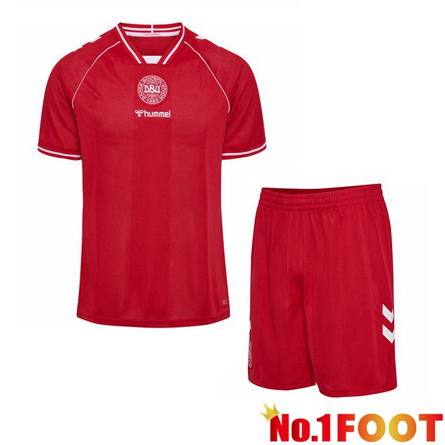 Denmark Kids Home Soccer Jersey Red World Cup 2026