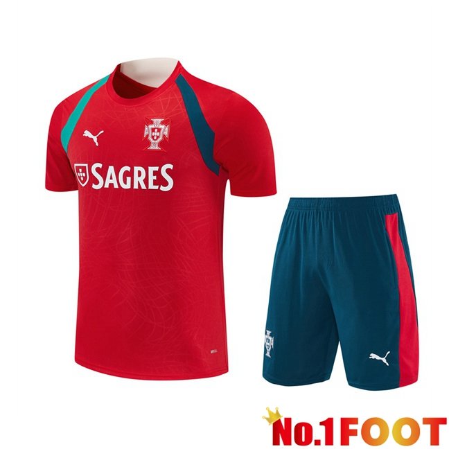 Portugal kit Training T Shirt + Shorts Red 2026/2027