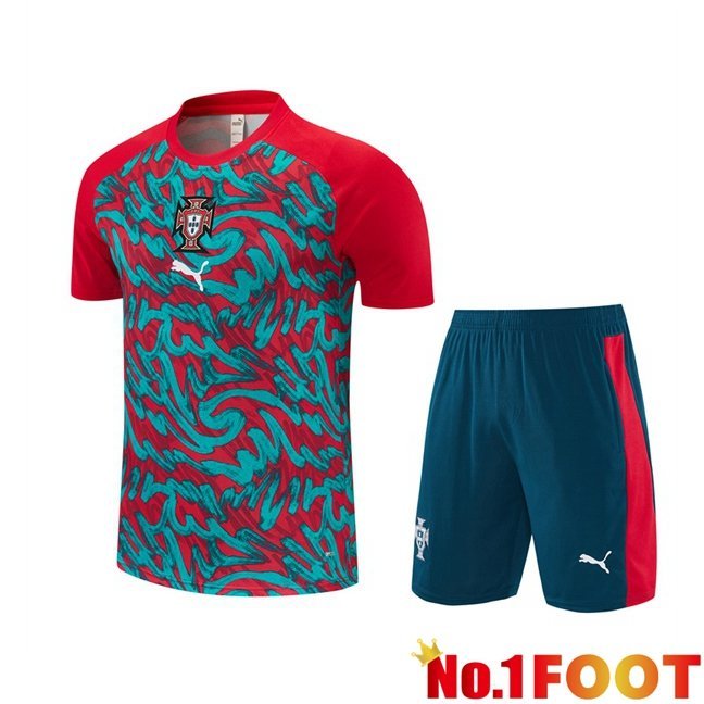 Portugal kit Training T Shirt + Shorts Green Red 2026/2027