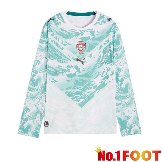 Portugal Away Soccer Jersey Long sleeve Green White World Cup 2026