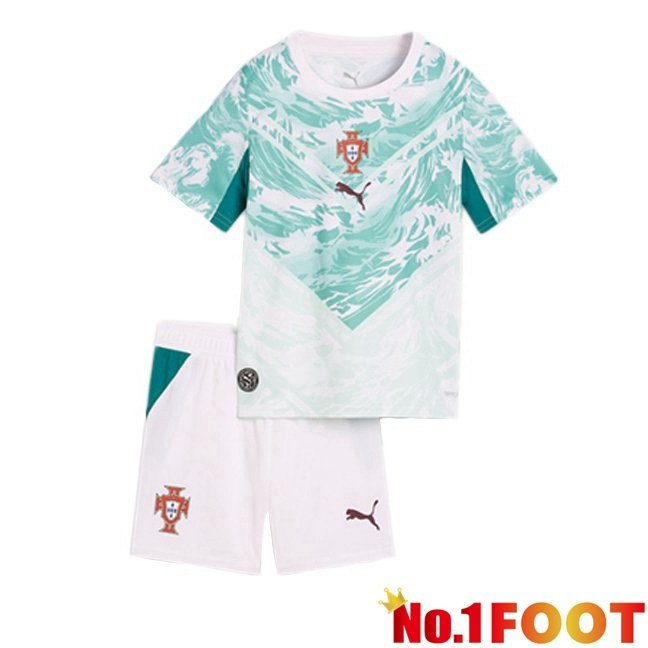 Portugal Kids Away Soccer Jersey Green White World Cup 2026