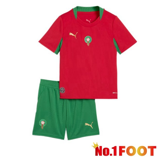 Morocco Kids Home Soccer Jersey Red World Cup 2026
