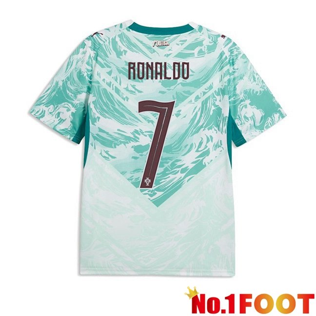 Portugal (RONALDO 7) Away Soccer Jersey Green White World Cup 2026