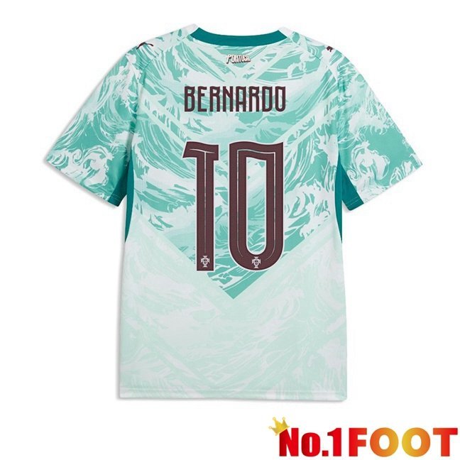 Portugal (Bernardo 10) Away Soccer Jersey Green White World Cup 2026