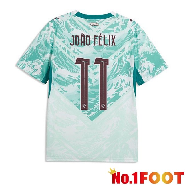 Portugal (João Félix 11) Away Soccer Jersey Green White World Cup 2026